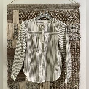 ✨ NWT Ann Taylor Loft long-sleeve striped cotton popover top sz S
